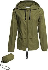 Avoogue Lightweight Raincoat Women's Waterproof Windbreaker Packable Outdoor Hooded Rain Jacket Army Green M