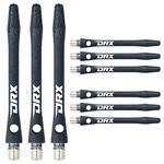 RED DRAGON DRX Coated Aluminium Medium Black Logo Dart Stems (Shafts) - 2 sets per pack (6 Stems in total)