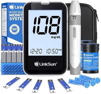 LinkSun G-425-2V Blood Glucose Monitor Kit, 100 Test Strips, 100 Lancets, 1 Blood Sugar Monitor, 1 Lancing Device, Diabetes Testing Kit No Coding, Glucometer Large Display, Glucose Meter for Home Use