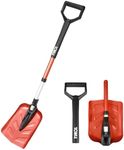 TIROL 40" Folding Snow Shovel for Car Extendable Snow Shovel with Thickened Aluminum Handle Portable Snow Shovel for Vehicle, Snowmobiles, Camping, Skiing, Avalanche, Backcountry, Red