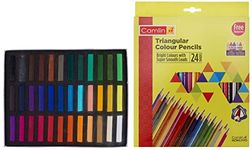 Camel Soft Pastels, 36 Shades (Multicolor) & Camlin Triangular Colour Pencil Set with Sharpener - Pack of 24 (Multicolour)