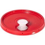 Meranti 5 Gallon Pail Lid with Pour Spout and Gasket | fits 3.5, 5, 6, 7 gallon buckets (1 Pack, Red)