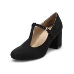 DREAM PAIRS Low Chunky Heels for Women DPU211 T-Strap Mary Jane Pumps Closed Toe Wedding Dress Shoes Black Size 8.5