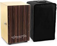 World Rhythm Cajon Cahon Full Size Box Drum with Adjustable Snare, Padded Gig Bag, Cushion - wood color- World Rhythm CAJ2-BK