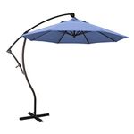 California Umbrella BA908117-F26 9' Round Aluminum Cantilever Umbrella, Bronze Pole, Frost Blue Olefin