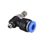 uxcell Push to Connect Air Flow Control Valve,Elbow,6mm OD x M5 Male Thread,Pneumatic Flow Speed Controller Valve,Blue 2pcs