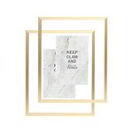 TONES FRAME DESIGN 8x10 Picture Frame, Gold Aluminum Floating Frame with Tempered Glass, for Displaying 4x6 photo, 2-pack.