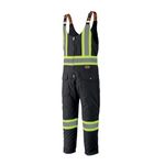 Pioneer Hi Vis Insulated Work Overalls for Men - Heavy Duty 100% Cotton - Rated to -38°C - Bib Pants with Pockets - Black