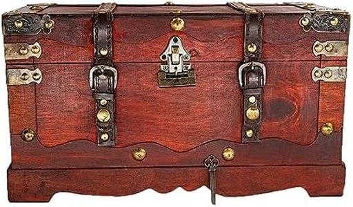 Brynnberg - Pirate Treasure Chest Storage Box - New York 15.5x7.5x8.7 - Durable Wooden Treasure Chest with Lock - Unique Handmade Decorative Wood Storage Box - Vintage Wood Chest Box - The Best Gift