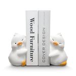 HINUGO Cute Duck Bookends Decoration, Book Ends for Heavy Books, Book Holders for Shelves in Kids Room Home Office Desk Bookshelf Decoration