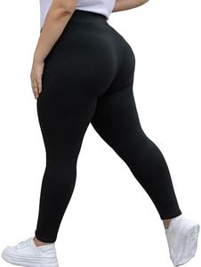 Workout Leggings for Women Plus Size High Waisted 2X Yoga Black Jeggings Cotton 20W