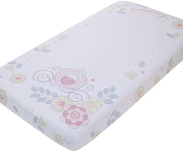 Disney Sweet Princess Light Blue, Pink, and White Enchanted 100% Cotton Photo Op Fitted Crib Sheet