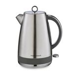 Morphy Richards Mexborough 1.7L Kettle, Stainless Steel, 3K Rapid Boil, 360 Base, Anti-Lime Scale Filter, Boil Dry Protection, Illuminated On/Off Switch, Water Window, Ring Pull, Grey Trim, 102902
