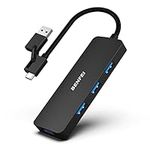 BENFEI USB 3.0 Hub, USB-C HUB, 2-in-1 USB Type-A/Type-C Hub with 4 USB 3.0 Ports [Aluminum Shell, Nylon Braided] Compatible with iPhone 15 Pro/Max, MacBook Pro/Air 2023, iPad Pro, iMac, S23, XPS 17