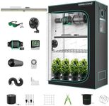 MARS HYDRO 2x4 Grow Tent Kit Complete System,300W Remote WiFi Control Dimmable SP3000 Light, 24"x48"x71" 1680D High Reflective Mylar with 4inch Adjustable Speed Ventilation System,10 Speed Clip Fan