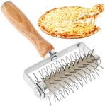 430 Stainless Steel Dough Docker, Time-Saver Pizza Dough Roller Docker with Wood Handle, Pizza Bread Pin Puncher Pizza Wheel for Pizza Cookie Cake Pie Pastry Bread Dough