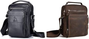 BAIGIO Men's Genuine Leather Shoulder Bag Messenger Briefcase Vintage Crossbody Bags