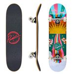 Piston Skateboard Max | 7-Layer Canadian Maple Deck | Beginners, Teens, Adults | Complete Assembled | Skate Supply India (Sun, 8.0" x 31.66")