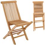 Tangkula 2 Piece Patio Folding Chair, Sturdy Teak High-Back Chair with Slatted Design, Portable & Lightweight Outdoor Dining Chair, Natural Appearance, Perfect for Backyard, Camping