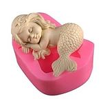 3D Mermaid Shape Silicone Candle Soap Making Mold Pink Cake Decorating Fondant Chocolate Candy Baking Mould for Baby Shower Birthday Wedding Party Handmade Craft DIY Sugarcraft Gift