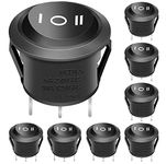 Taiss/8Pcs Round Rocker Toggle Switch Black AC 250V/10A 125V/12A ON/OFF/ON 3 Pin 3 Position SPDT Latching KCD1-5-103-BK