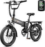 Jasion EB7 2.0 Electric Bike for Adults, 850W Peak Motor 28MPH Max Speed Folding Ebike, 48V 10AH Removable Battery, 20" Fat Tire with Dual Suapension, 7-Speed Electric Bicycles, UL Certifiled