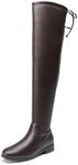 DREAM PAIRS Women's Thigh High Boots Low Block Heel Casual Fashion Over the Knee Boots,Size 6.5,Brown-Pu,SDOB2402W