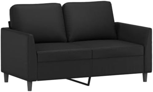 vidaXL Faux Leather 2-Seater Sofa - Black Comfortable Couch with Metal Frame - Perfect for Living Room or Lounge Area