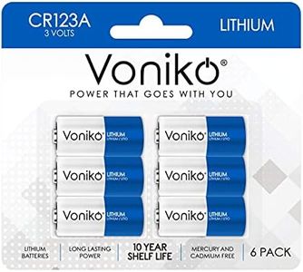 Voniko CR123A Lithium Batteries (6-Pack) – Photo Non-Rechargeable Lithium Battery –3 Volt 123 Battery Lithium 10 Years Shelf Life