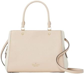 Kate Spade Leila Medium Triple Compartment Satchel Crossbody Bag Purse Handbag, Beige, Medium