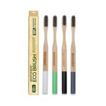 Bentodent toothpaste - Teeth Whitening Products | Charcoal Bamboo Toothbrush | Round Bottom Bamboo toothbrush | Soft (Pack of 4 Adult Teeth Whitening Bamboo toothbrush)