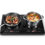KICHPOWER Double Induction Hob, Portable Induction Cooker, Black Glass Plate, 2800W, Independent Touch Control, 8 to10 Power Levels,10 Temperature Setting, 3 Hour Timer, Child Safety Lock, with Plug