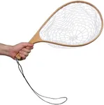 Garvee Fly Fishing Net for Trout, Curved Handle Fly Fishing Landing Net with Soft Mesh, Catch and Release Fishing Net, Handnet for Fisherman, Lightweight & Portable Fish Net, White