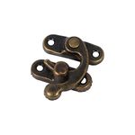 12X Antique Left/Right Latch Hook Hasp Horn Lock with Screws Decorative Jewelry Gift Wine Wooden Box(Right-Bronze)