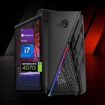 ASUS ROG Gaming Desktop, Intel Core i7-13700KF, NVIDIA GeForce RTX 4070, 64GB DDR5 RAM, 2TB SSD, Wired Keyboard & Mouse, HDMI, DP Port, Antenna, RJ45, Wi-Fi 6, Windows 11 Pro, Black