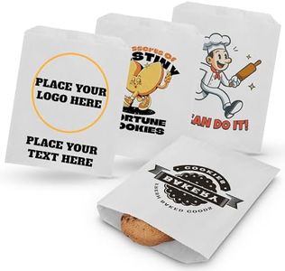 MT Products Custom Printed White Cookie Bags 6.5" x 8" - Personalized Grease Resistant Bakery Bags for Baked Goods - Pack of 1000