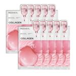 MEDIHEAL Essential Sheet Mask - Collagen Face Sheet Mask, for Skin Firming, Plumping with 98% Vegan Collagen, Hyaluronic Acid, Korean Face Mask, Korean Skincare, Vegan, 10pcs