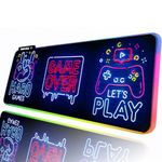 JMIYAV RGB Gaming Mouse Pad PC XL Large Extended Glowing Led Light Up Desk Pad Non-Slip Rubber Base Computer Keyboard and Mouse Pad Cool Cute Mousepad Mat Gaming Over 80 * 30cm