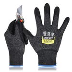 DEX FIT Level 5 Cut Resistant Gloves Cru553, 3D Comfort Stretch Fit, Power Grip, Durable Foam Nitrile, Smart Touch, Machine Washable, Thin & Lightweight, Black Grey 6 (XS) 1 Pair