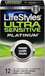 LifeStyles Ultra Sensitive Platinum Condoms, 12 Count, Thinner Closer Feeling