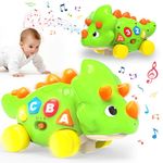 AUYLE Baby Musical Toys,Musical Dinosaur Crawling Toys Early Bilingual Learning Infant Toys Developmental for 6-12-18 Months, Light Up & Sound Toddler Toy for 1-3 Year Old Boy Girl Birthday Gift