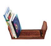 CRAFTCASTLE Sheesham Wooden Hand Carved -Book Organizer Book Racks Shelf Book Holders Stand Case Book Stopper Table Top Bookends for Shelves (Sliding Book Stand)