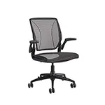 Humanscale Diffrient World Task Chair | Black Pinstrip Mesh Seat and Back | Black Frame, Black Trim | Height-Adjustable Duron Arms | Standard Foam Seat, 3" Carpet Casters, 5" Cylinder