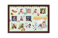 Pixelkari Customised First Year Kids Wooden Photo Frame with Picture Glossy Laminated Photo Frame Large, 12x18 inch