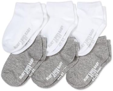 Burt's Bees Baby unisex-baby Socks, 6-pack Ankle Or Crew With Non-slip Grips, Made With Organic Cotton, Heather Grey/White, 0-3 Months