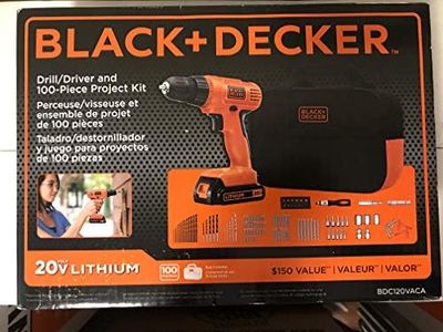 Black and Decker 20V Max Drill Driver and 100-Piece Project Kit - Includes Bag - BDC120VACA