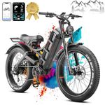 eAhora Romeo Pro Electric Bike for Adults 1600W Peak 55Km/h Electric Mountain Bike 48V/60Ah Long Range Ebike 26'' Fat Tire Full Suspension E Bike Velo Electrique Adulte UL 2849 Throttle Twist