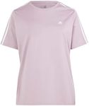 adidas Women's Essentials Slim 3-Stripes T-Shirt, Preloved Fig/White, 2X, Plus Size