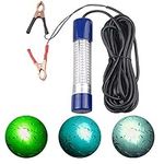 Underwater Fishing Light Lure Bait Light Finder Night Light Boat Submersible Deep Drop Underwater Light 180 LED Lamp 12V-24V with Battery Clip and Power Plug Light for Shrimp Prawns Squid and Fish