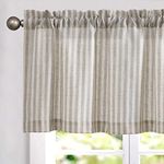 JINCHAN Valance Curtains Linen Textured Striped Window Curtains for Living Room Rod Pocket Light Filtering Pinstripe Valance for Windows Ticking Stripe Farmhouse Kitchen Valance 1 Panel 16 Inch Grey